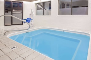 Indoor pool, open 6 AM to midnight, sun loungers