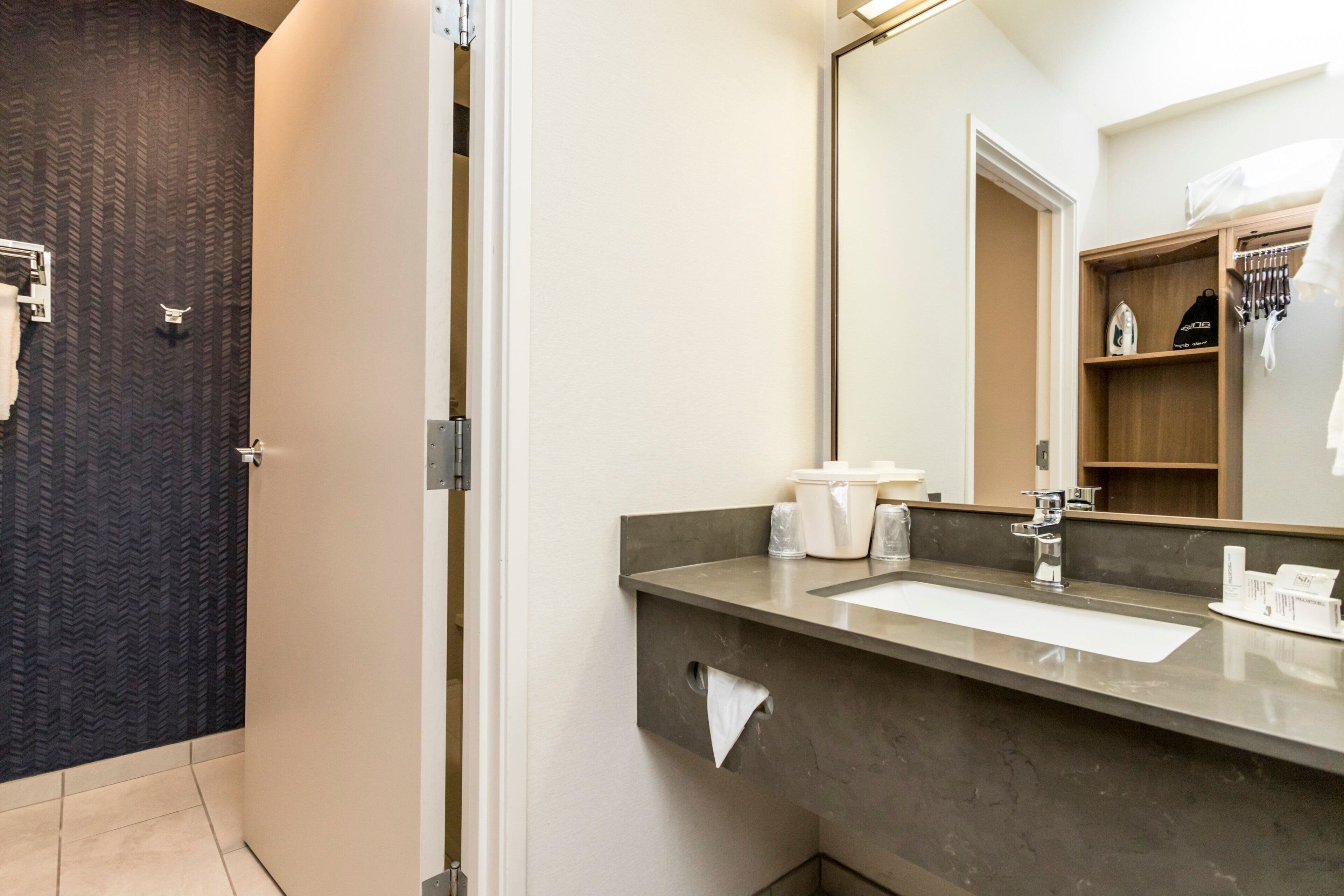 free toiletries, hair dryer, towels