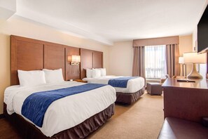 Premium bedding, pillow-top beds, desk, blackout curtains