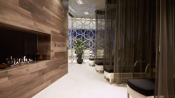 Sauna, hot tub, steam room, body treatments, body wraps, facials