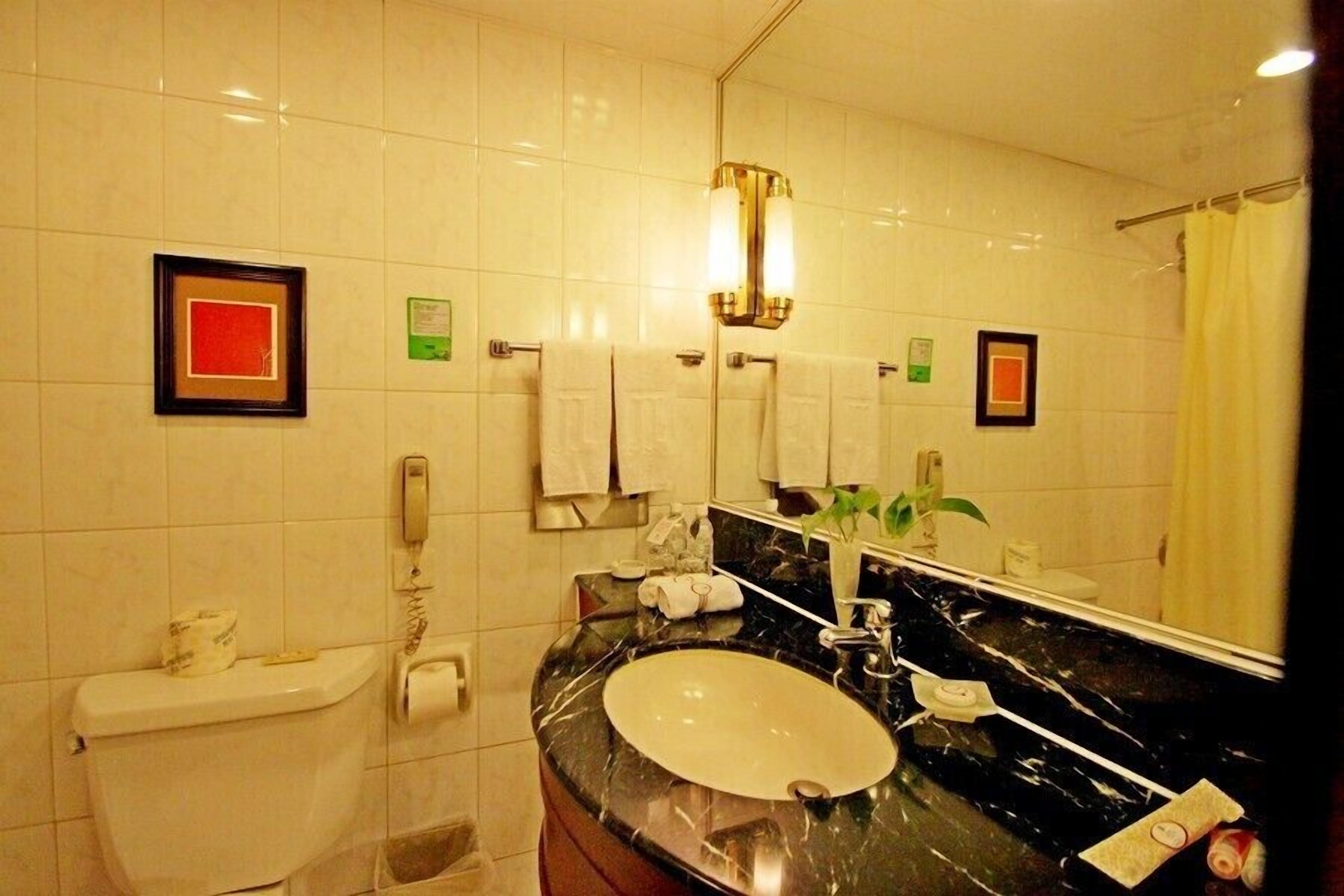 combined shower/bathtub, free toiletries, hair dryer, bathrobes