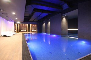 Indoor pool, open 10 AM to 9 PM, sun loungers