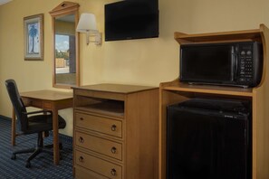 Desk, blackout curtains, free cots/infant beds, free rollaway beds