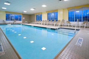 Indoor pool, open 6 AM to 10 PM, pool loungers