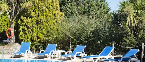 Indoor pool, outdoor pool, sun loungers