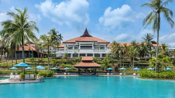 Outdoor pool, open 7:00 AM to 6:00 PM, pool umbrellas, pool loungers