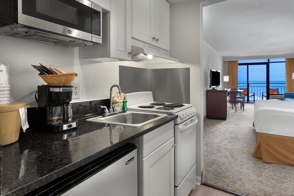 Fridge, microwave, coffee/tea maker