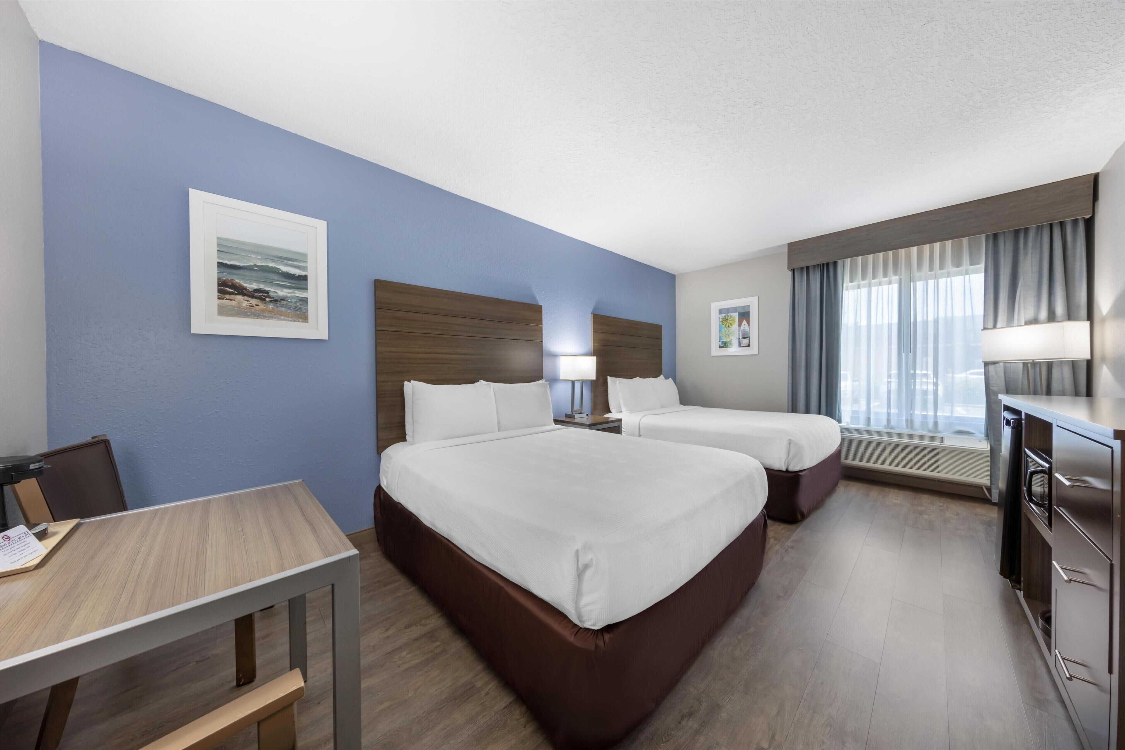 Standard Room, 2 Queen Beds, Non Smoking, Refrigerator & Microwave | Desk, blackout curtains, iron/ironing board, WiFi
