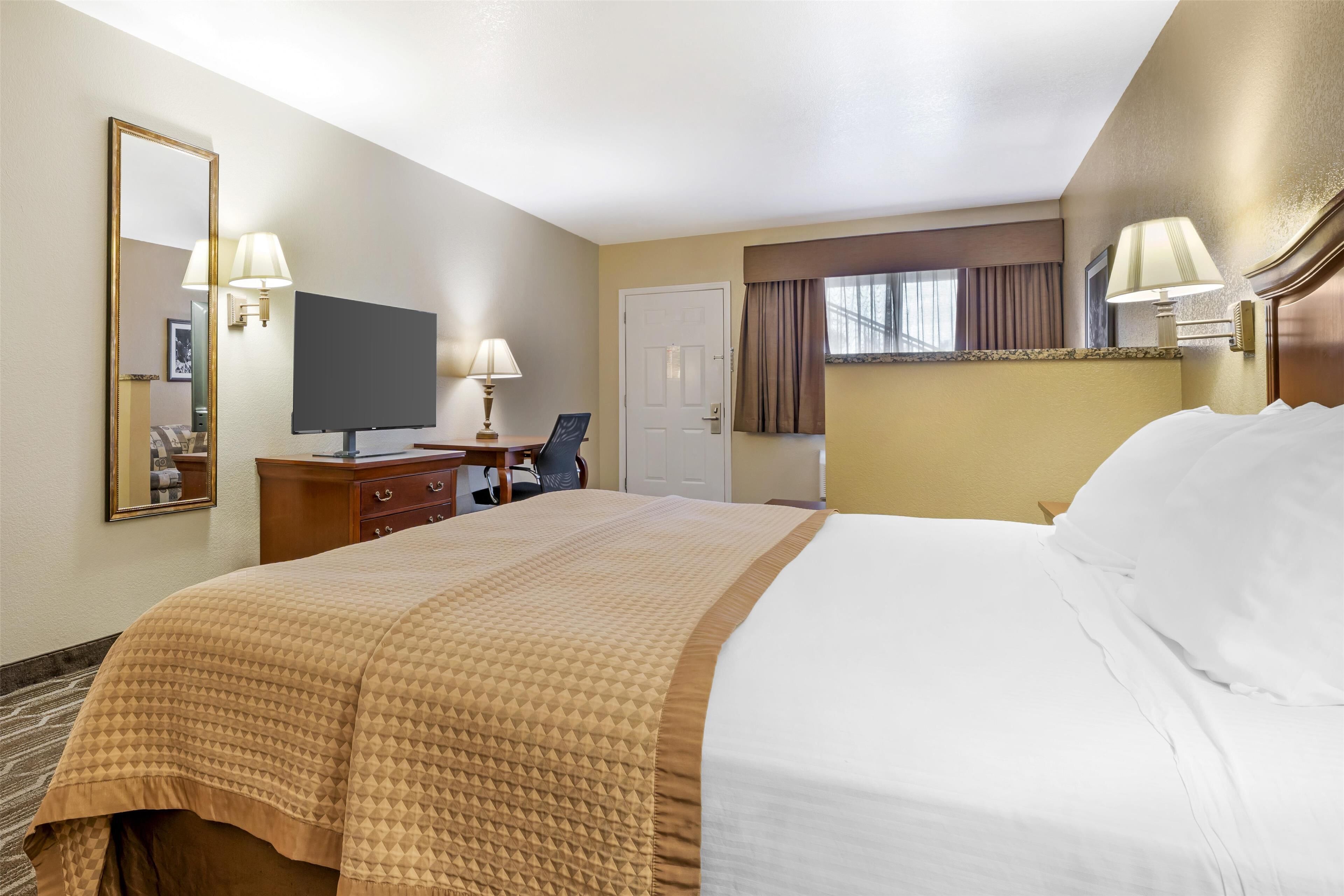 standard room, 1 king bed, non smoking, refrigerator & microwave (larger room;with sofabed) | 1 bedroom, in-room safe, desk, laptop workspace