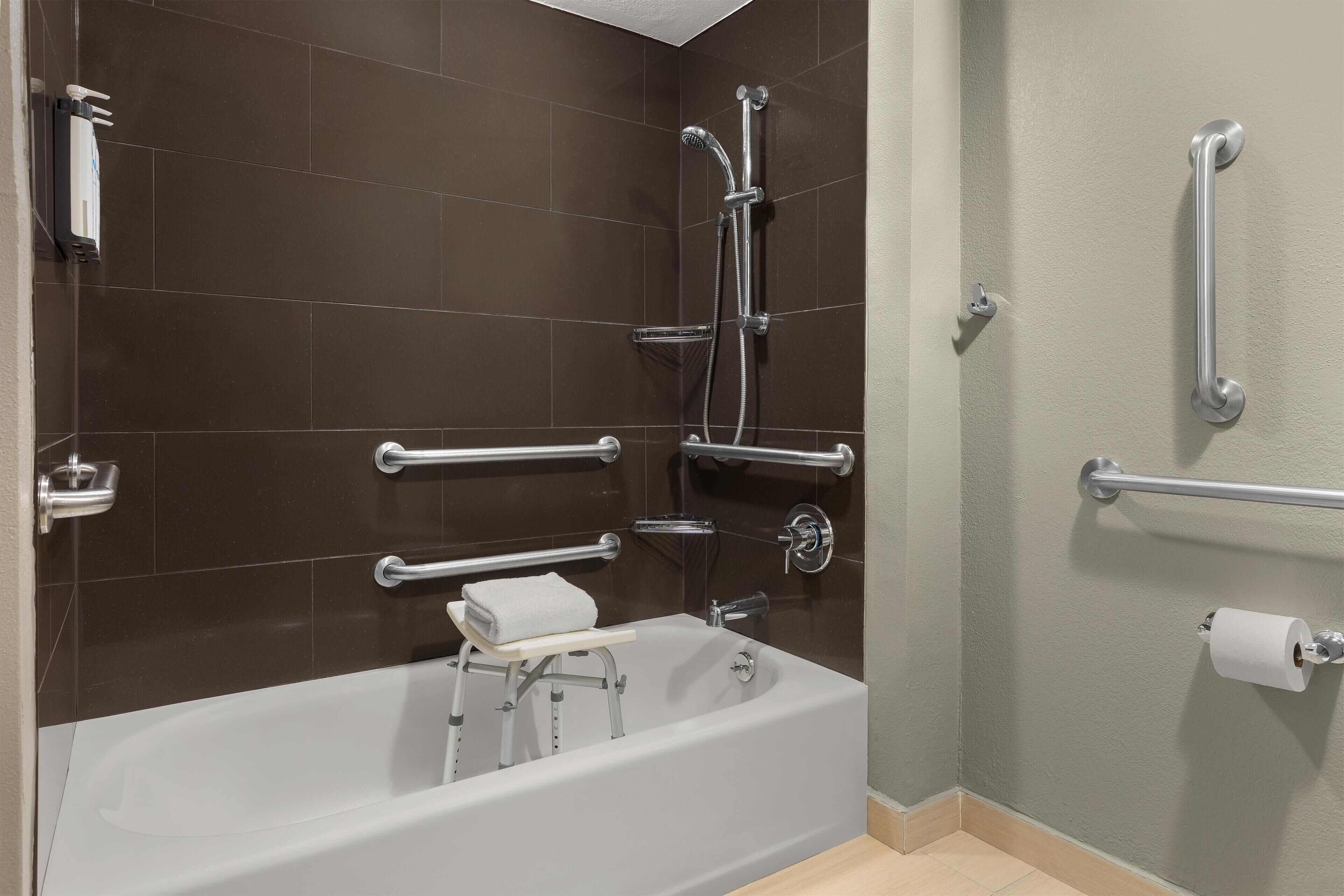 Suite, 1 Bedroom, Accessible Bathtub (1 Queen Bed) | Bathroom | Designer toiletries, hair dryer, towels, soap
