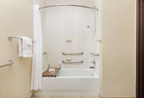 Bañera con ducha, artículos de tocador gratuitos, secador de pelo