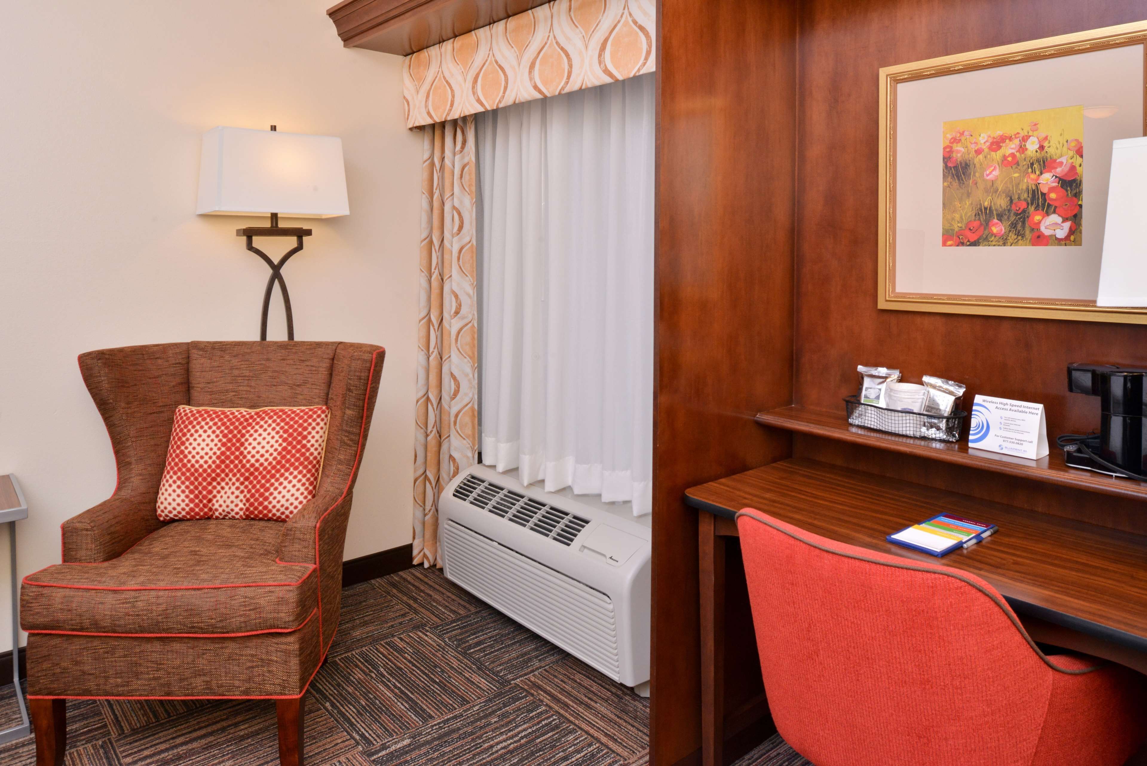 down duvets, desk, laptop workspace, blackout curtains