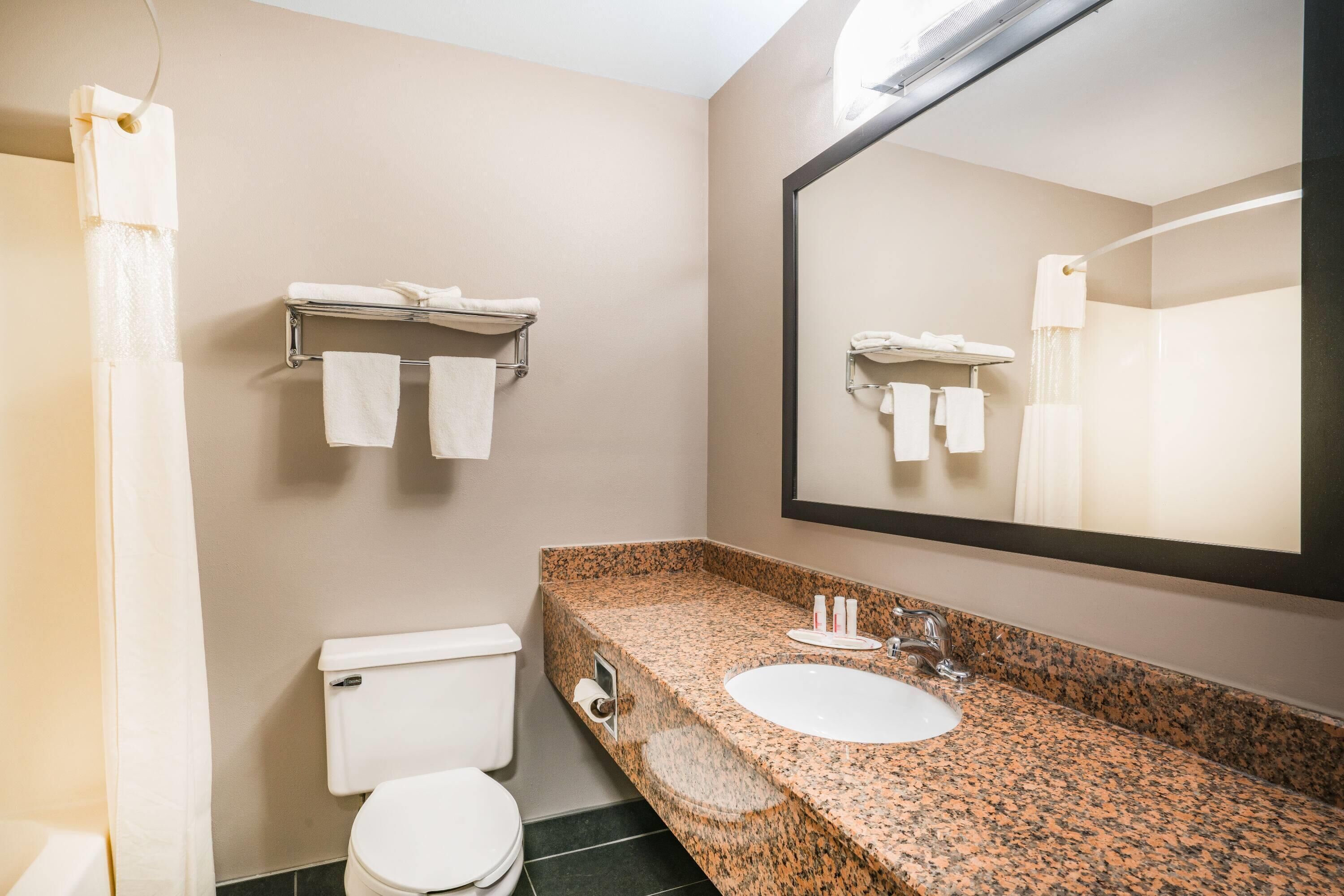 combined shower/bathtub, hair dryer, towels