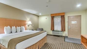 Desk, laptop workspace, blackout drapes, free WiFi