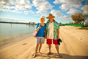 Beach nearby, white sand, fishing