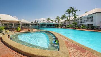3 outdoor pools, open 8:00 AM to 9:00 PM, pool umbrellas, sun loungers