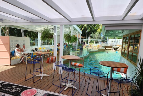 Breakfast, lunch, dinner served; Eastern European cuisine, pool views 