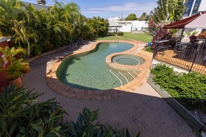 Outdoor pool, sun loungers