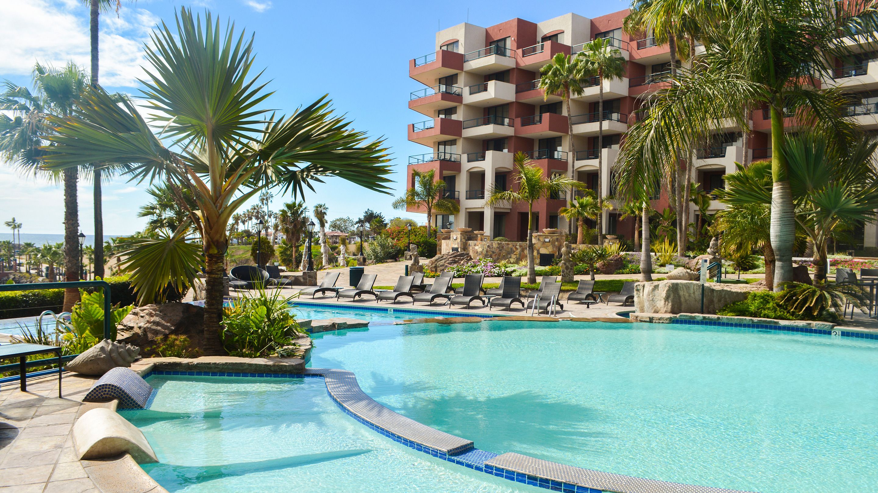 indoor pool, 2 outdoor pools, open 10:00 am to 9:00 pm, pool umbrellas