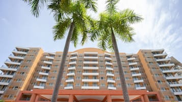 Guests can enjoy balconies and stunning views from large windows.
