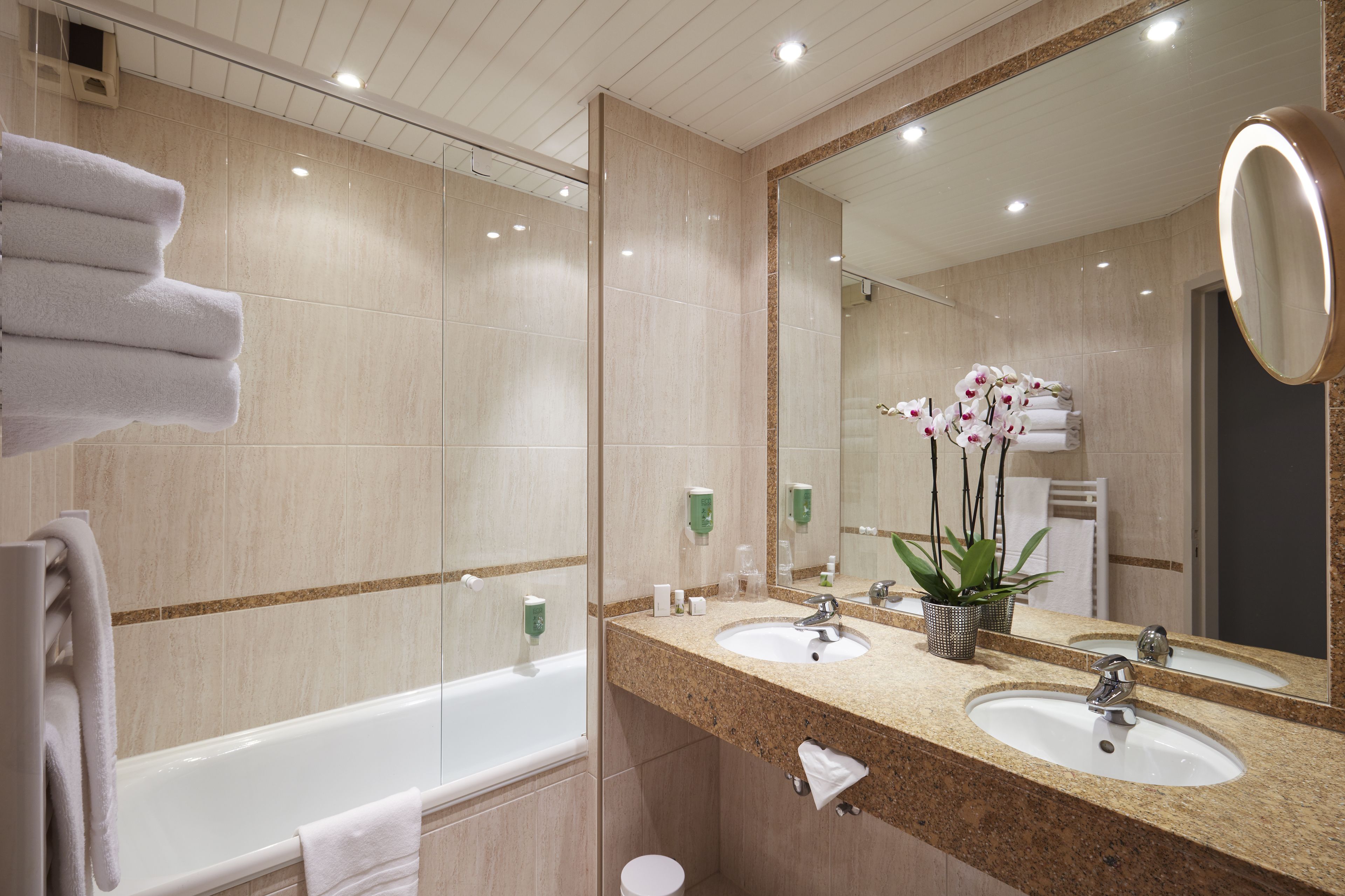 free toiletries, hair dryer, towels