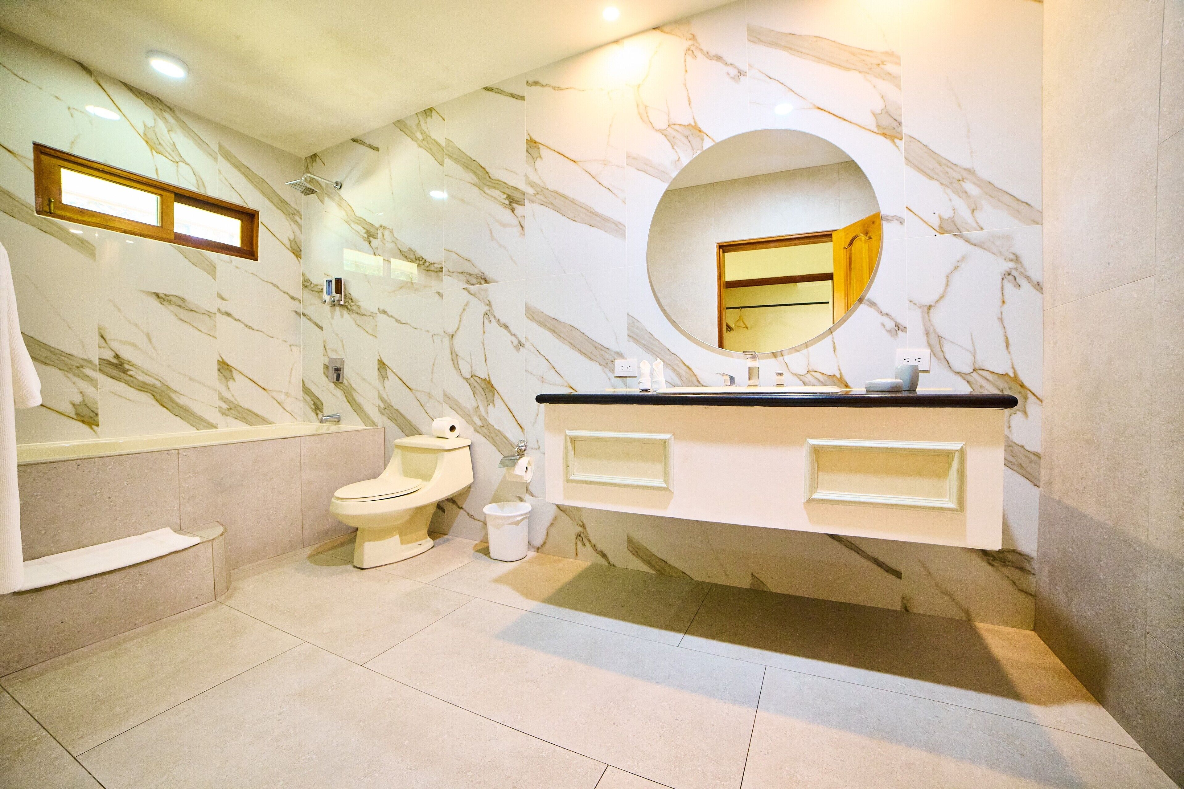 junior suite, 2 queen beds | bathroom | hair dryer, towels