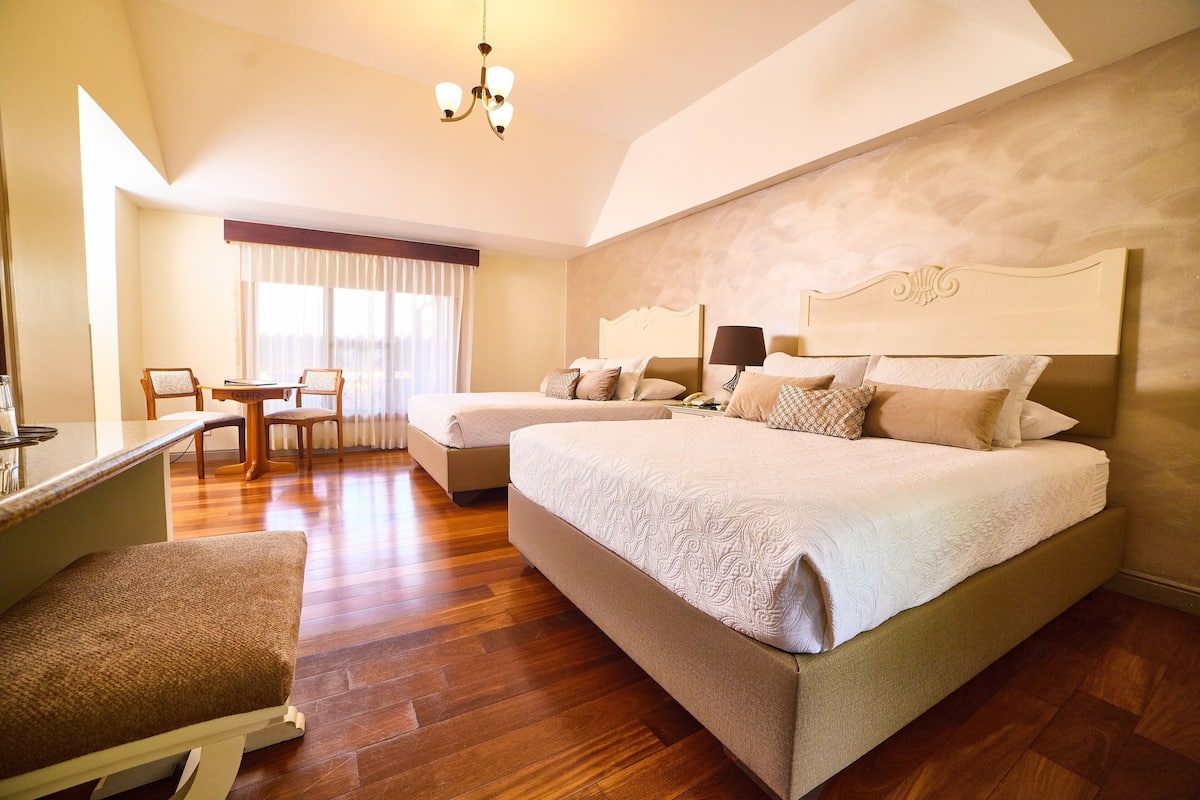 deluxe double room, 2 queen beds | in-room safe, desk, blackout curtains, free wifi