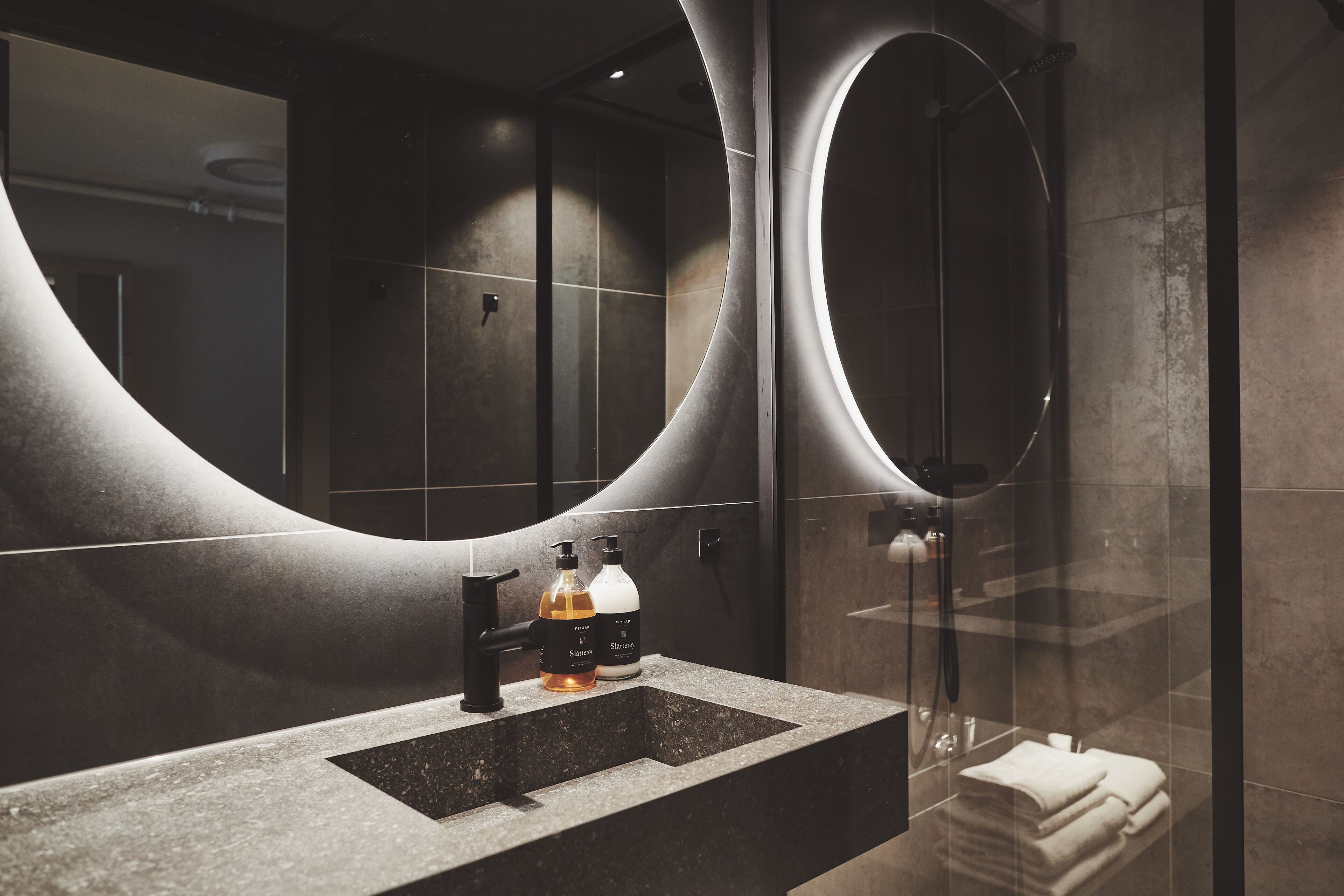 free toiletries, hair dryer, towels