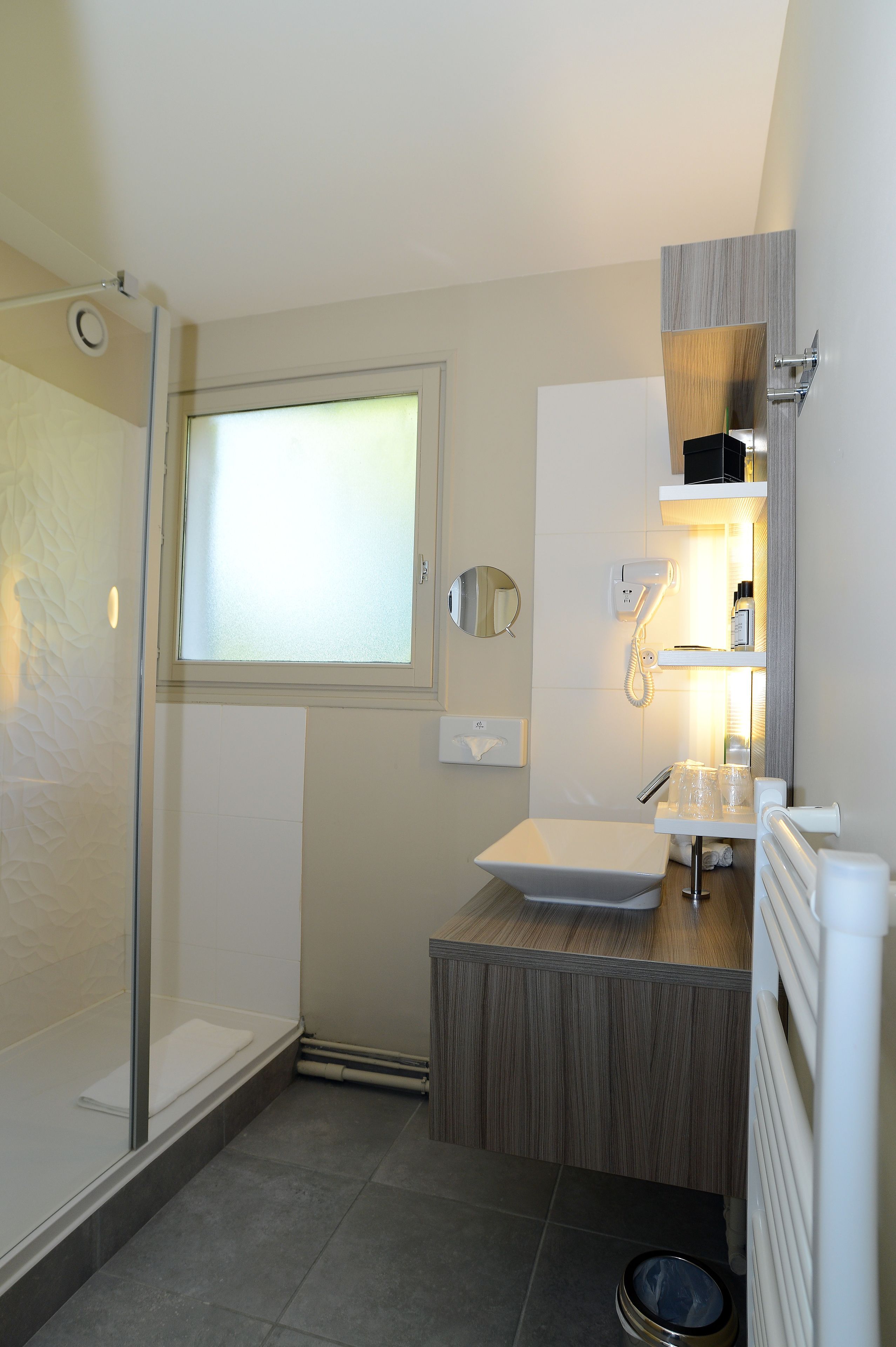 free toiletries, hair dryer, towels