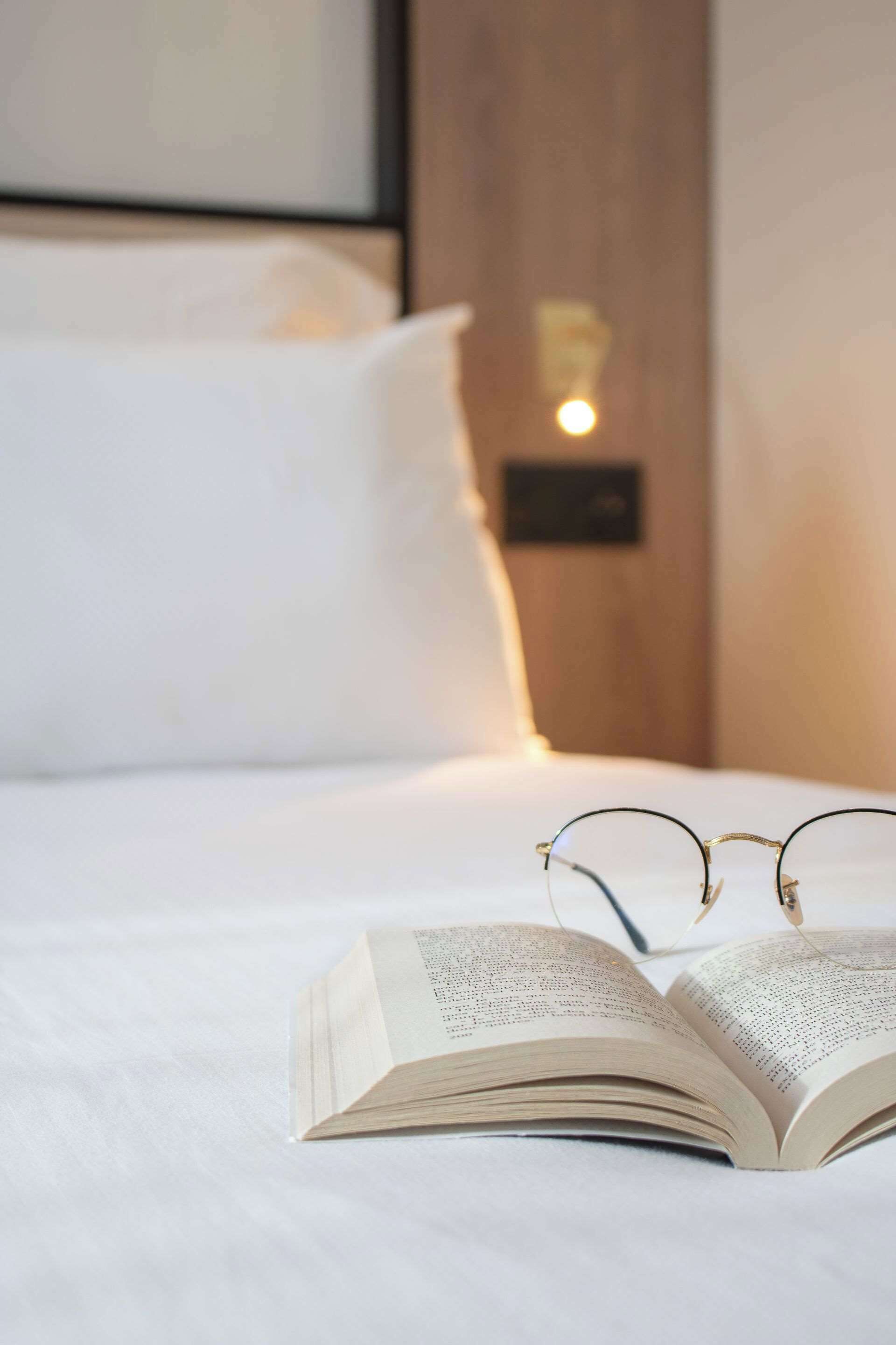 Premium bedding, desk, blackout drapes, soundproofing