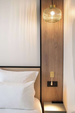 Premium bedding, desk, blackout curtains, soundproofing