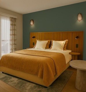 Suite Junior, terrasse | Literie de qualité supérieure, matelas Select Comfort, minibar