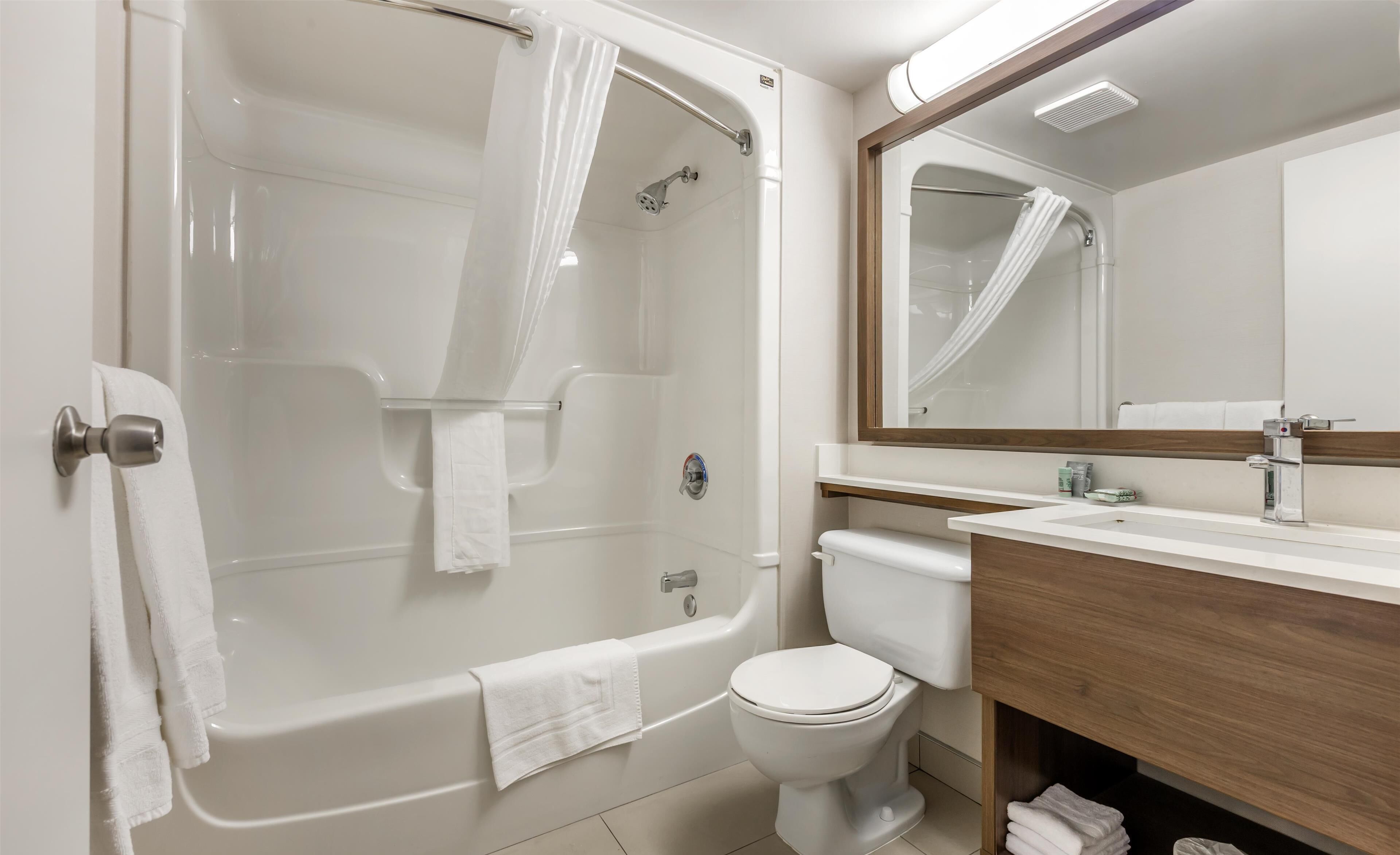 standard room, 2 queen beds, non smoking, refrigerator (2nd floor) | bathroom | combined shower/bathtub, free toiletries, hair dryer, towels