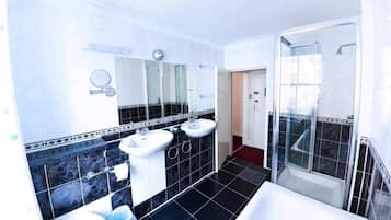 Bathroom | Shower, hair dryer, towels, soap