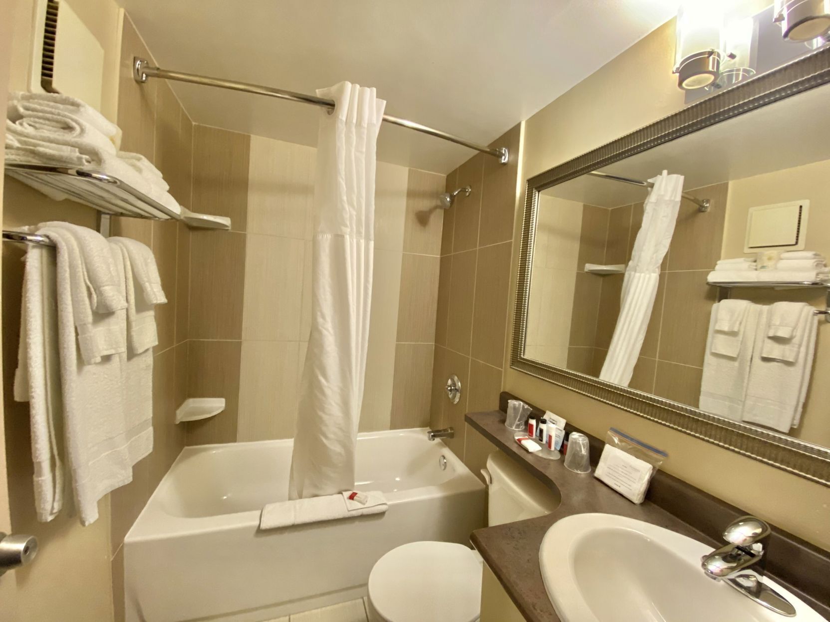 Bathroom | Combined shower/tub, free toiletries, hair dryer, towels