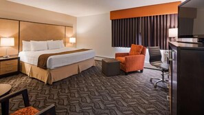 Premium bedding, Tempur-Pedic beds, desk, laptop workspace