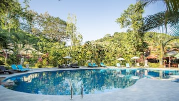 2 outdoor pools, open 6:00 AM to 10:00 PM, pool umbrellas, sun loungers