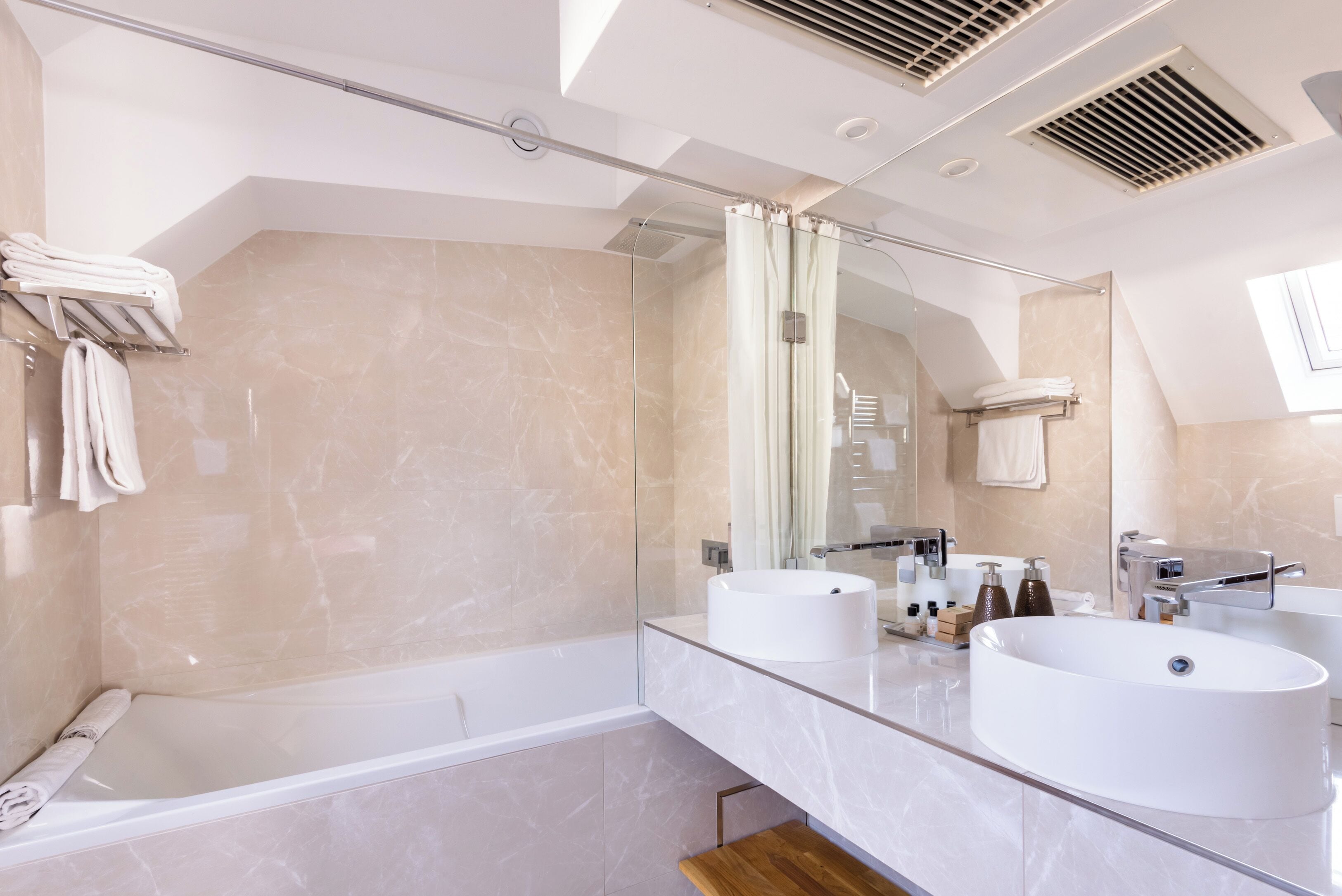 triple room, balcony | bathroom | hair dryer, slippers, towels