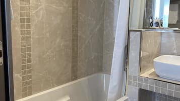 Double Room | Bathroom | Hair dryer, slippers, towels