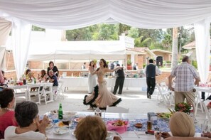 Outdoor banquet area