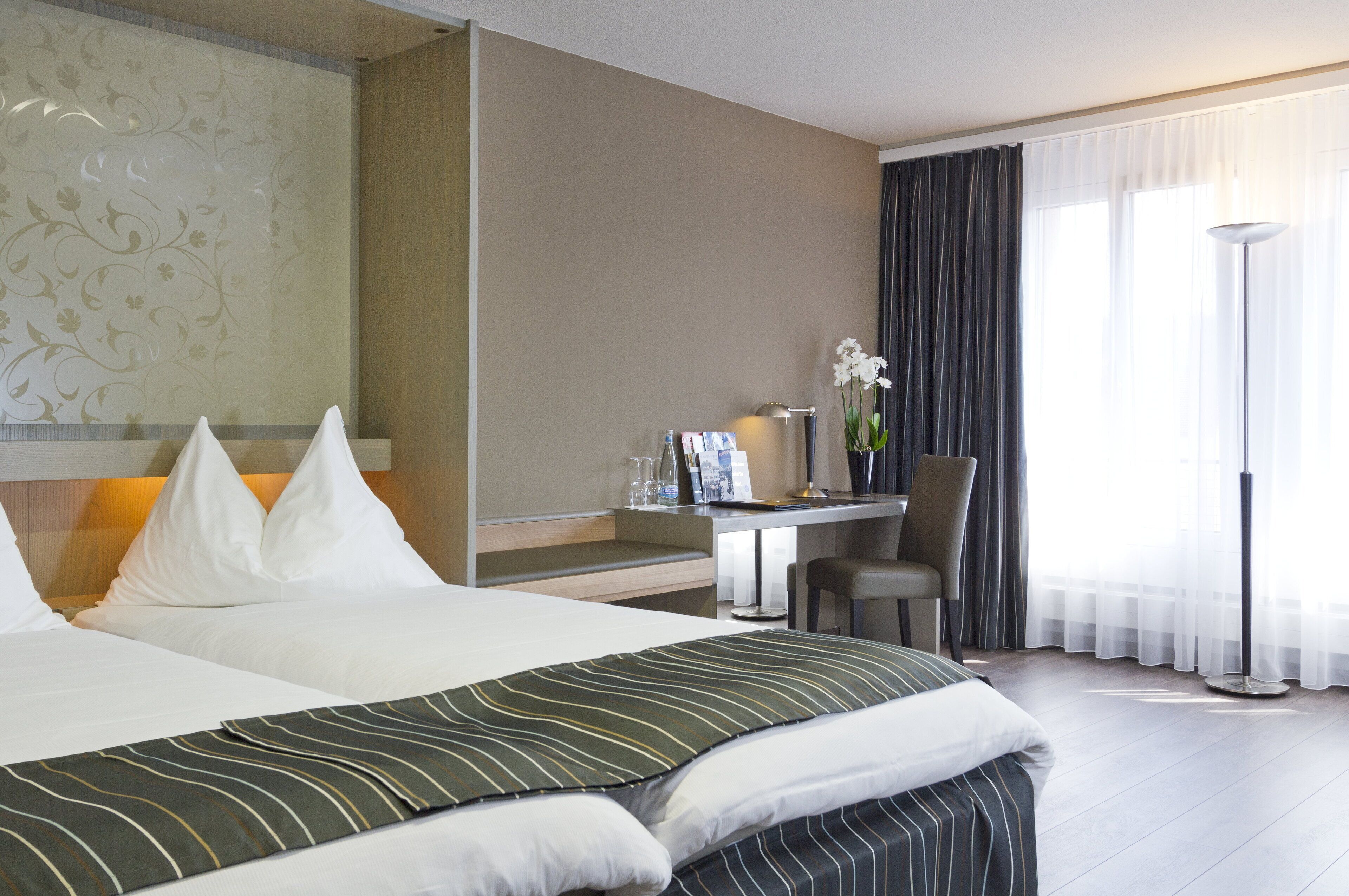 double room, street side or train side, with air conditioner | in-room safe, desk, soundproofing, free wifi