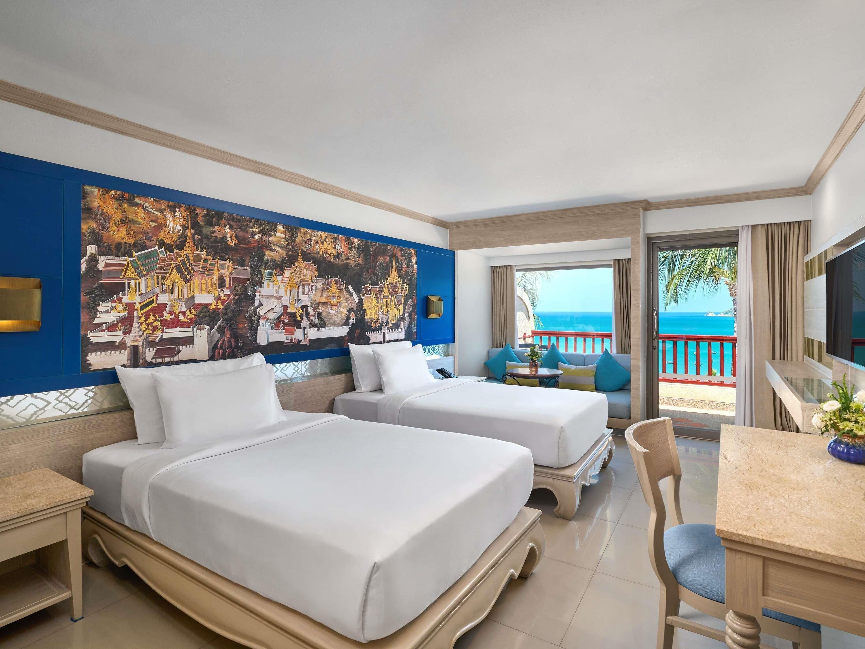 Room, 2 Twin Beds, Balcony, Sea View | In-room safe, desk, laptop workspace, blackout drapes