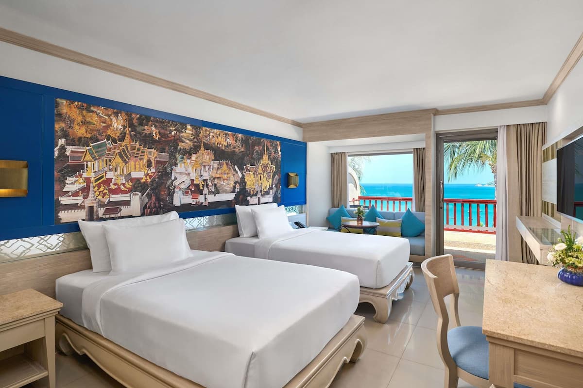 Room, 2 Twin Beds, Balcony, Sea View | In-room safe, desk, laptop workspace, blackout drapes