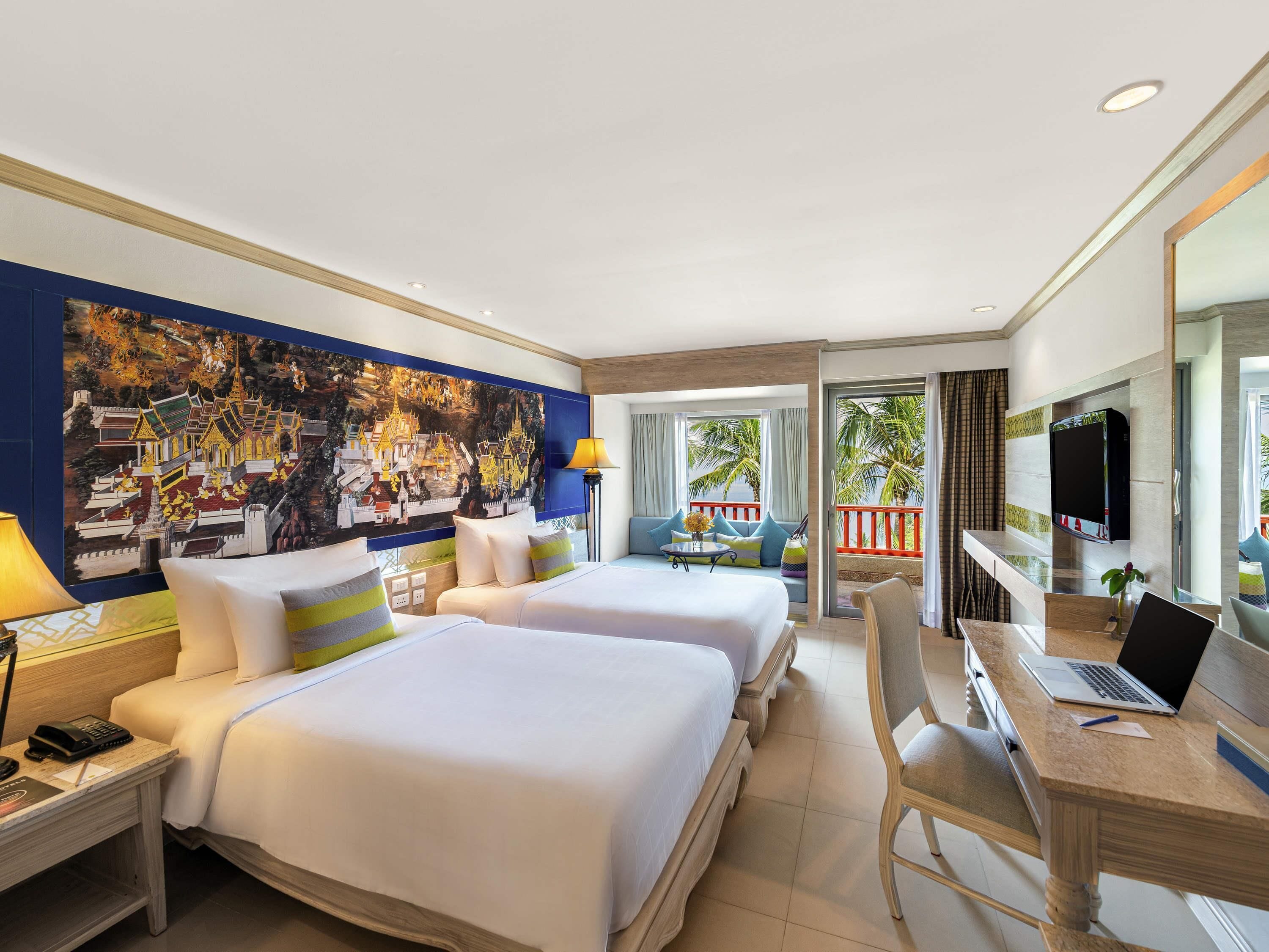 Room, 2 Twin Beds, Balcony, Sea View | In-room safe, desk, laptop workspace, blackout drapes