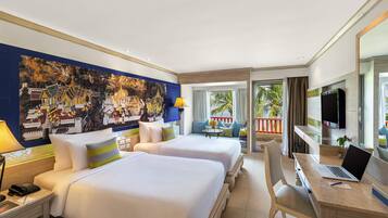 Room, 2 Twin Beds, Balcony, Sea View | In-room safe, desk, laptop workspace, blackout drapes