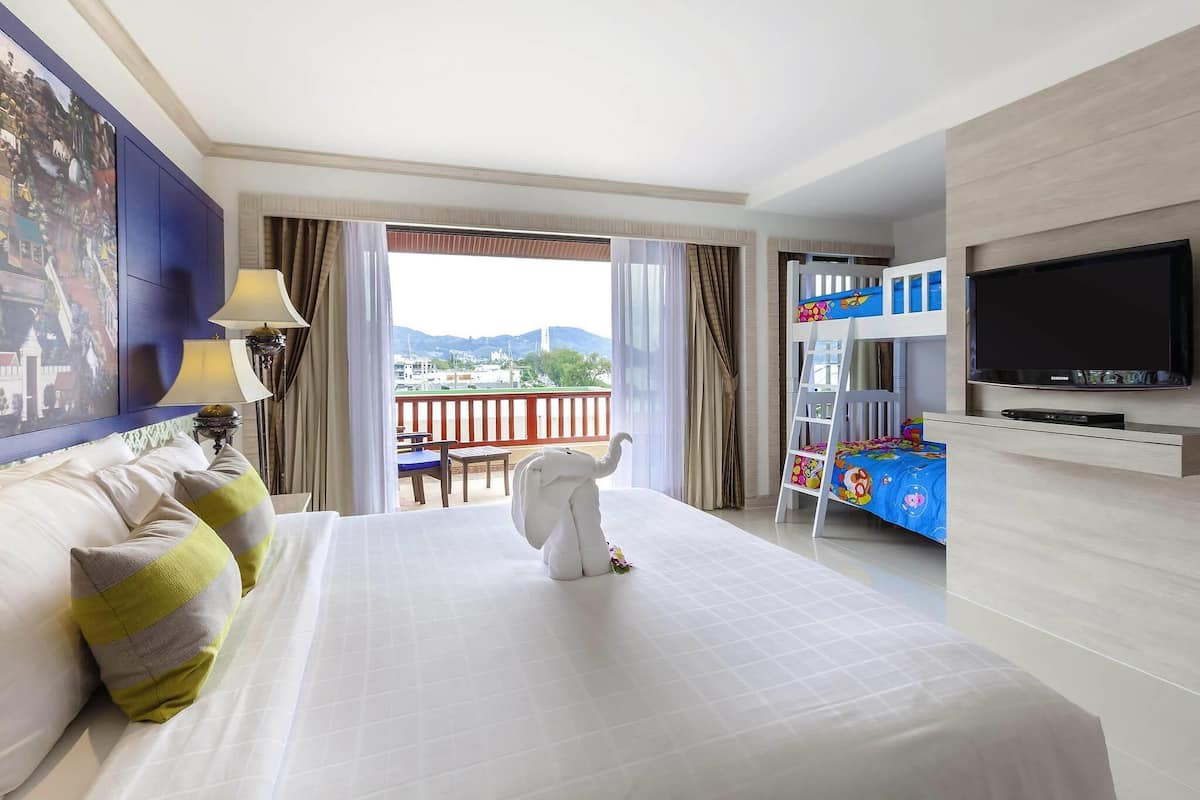 Room (1 Double bed, 1 Bunk bed) | In-room safe, desk, laptop workspace, blackout drapes