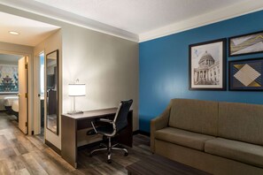Premium bedding, desk, soundproofing, iron/ironing board
