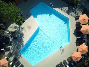 Indoor pool, seasonal outdoor pool, pool umbrellas, sun loungers