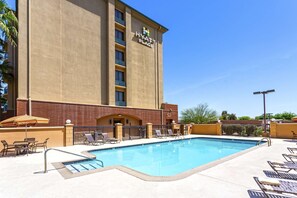 Outdoor pool, open 8:00 AM to 10:00 PM, pool umbrellas, sun loungers