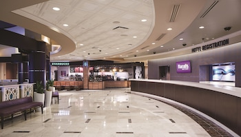 Hotel entrance and lobby at Harrah